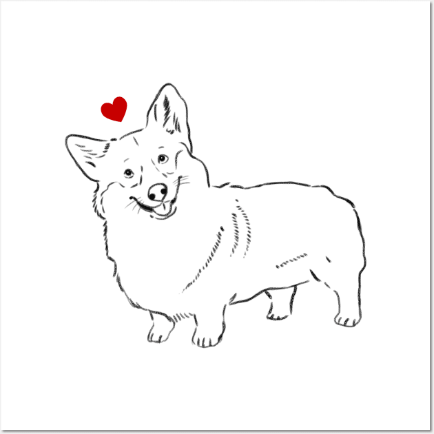 Corgi Lover, Cute Corgi, Corgi with Heart Wall Art by sockdogs